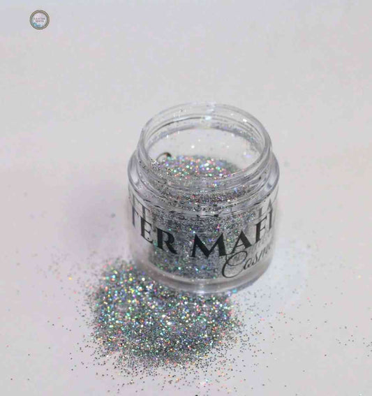 Glitter Mafia 24k Gold Fairfax Loose Glitter jar with spilled holographic glitter particles
