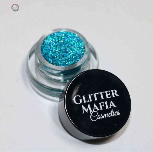 Glitter Mafia Blaze Pressed Glitter in vibrant blue glitter shade with black lid