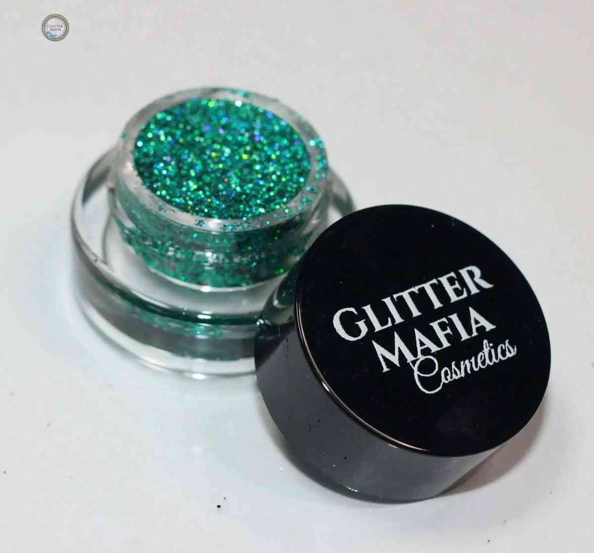 Glitter Mafia Flaunt Pressed Glitter in vibrant green with holographic sparkles in small clear container