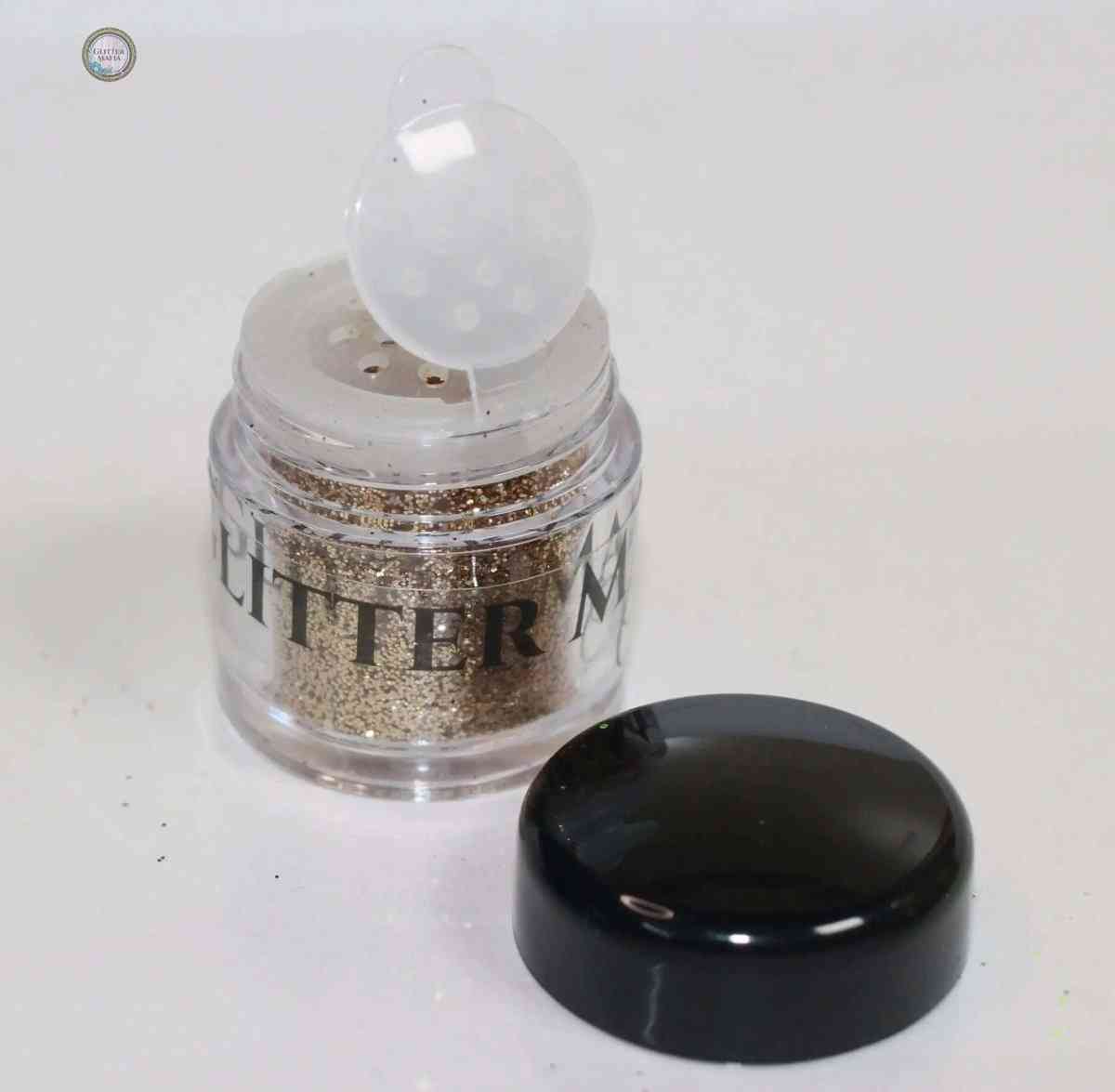 Glitter Mafia Nebula Loose Glitter in a clear jar with black lid and sifter for controlled application