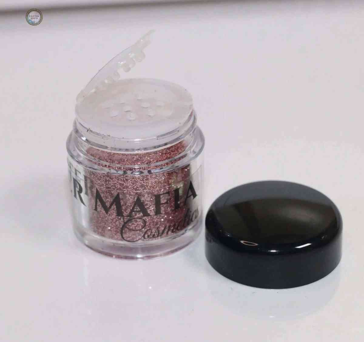Glitter Mafia Charlotte Loose Glitter in clear jar with black lid for cosmetics and crafts