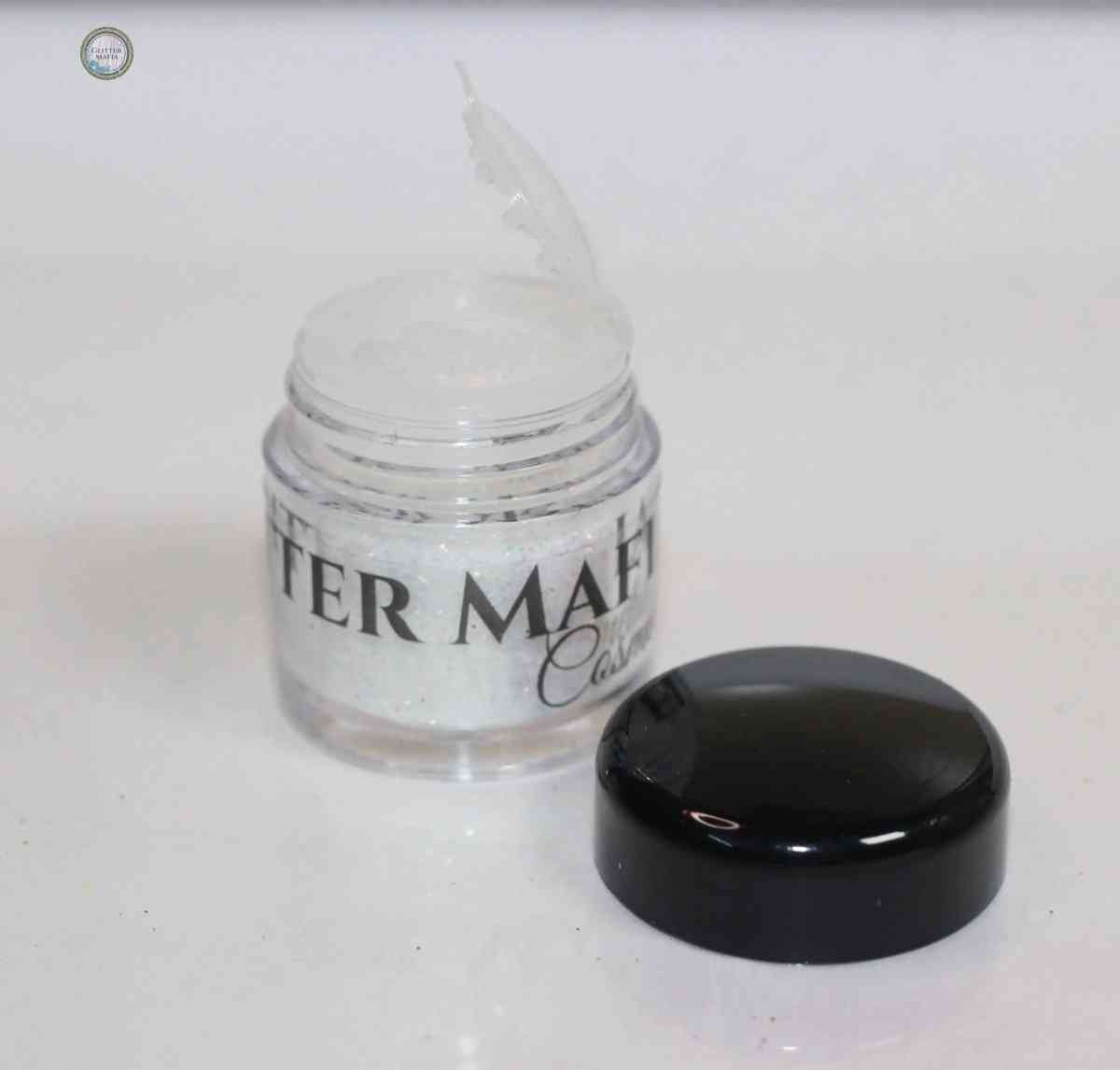 Glitter Mafia Faking It Loose Glitter in clear jar with black lid for makeup and crafts