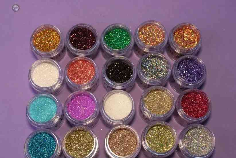 Loose Glitters Combo 30Shades with 20 small containers of various colorful loose glitter powders